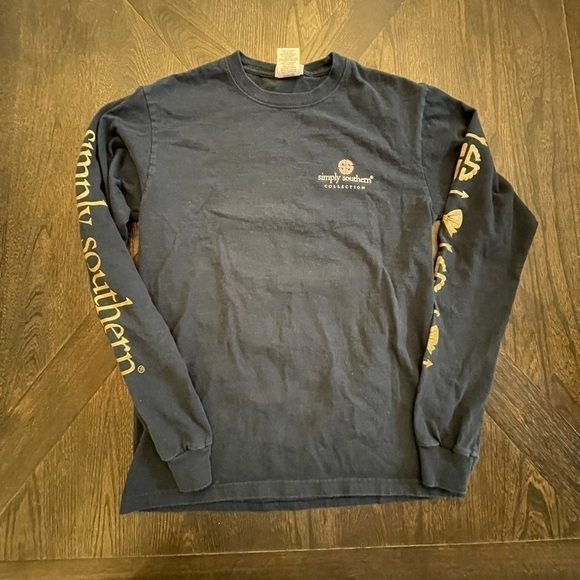 Simply Southern Owl Long Sleeve Tee Navy Blue Small - Picture 3 of 3
